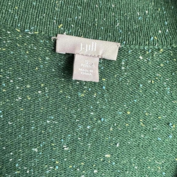 J.JILL Forest Green Speckled Cotton Angora Blend Ladies Minimalist Cardigan, PS - Picture 3 of 5